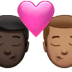 👨🏿‍❤️‍💋‍👨🏽 kiss: man, man, dark skin tone, medium skin tone display on Apple